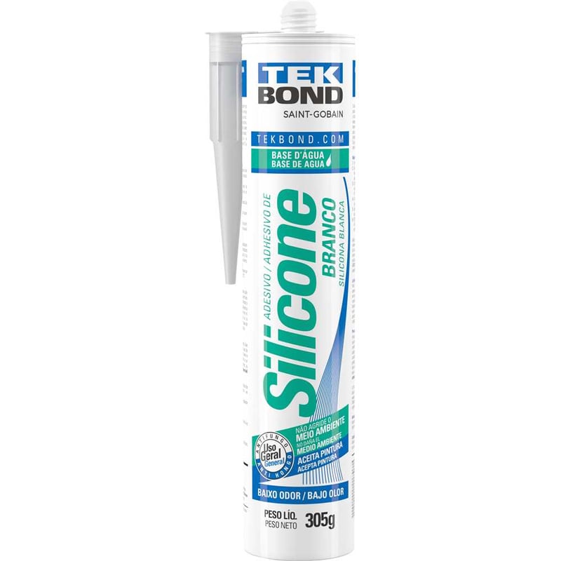 Borracha de silicone a base d'agua, branco, 305 g