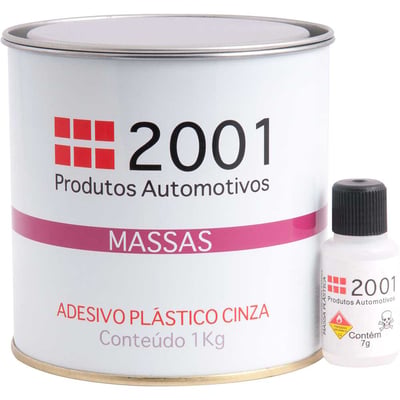 Adesivo plástico, 1 kg, cinza, 9772, com catalisador