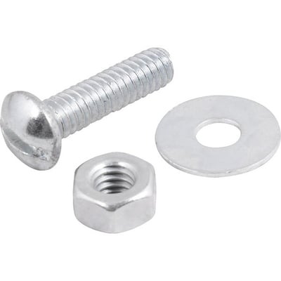 Parafuso máquina zincado cabeça redonda, 1/4" x 1.1/2", com porca e arruela lisa