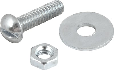 Parafuso máquina cabeça redonda, 3/16" x 3/4" BSW, com porca e arruela lisa