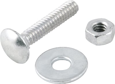 Parafuso francês zincado, 3/8" x 1.1/2", com porca e arruela, cartela com 2 conjuntos