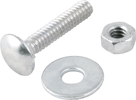 Parafuso francês zincado, 3/8" x 1.1/2", com porca e arruela, cartela com 2 conjuntos