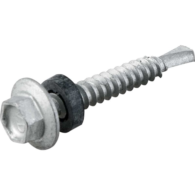 Parafuso autobrocante sextavado com acabamento tipo Dacromet, cabeça flangeada, 5,5 mm x 1.1/2"