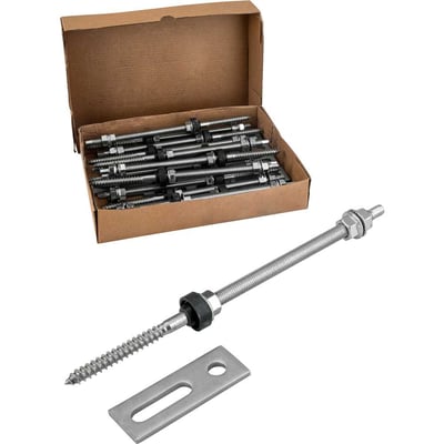 Conjunto haste M10 x 250 mm com suporte reto para painel solar, para madeira