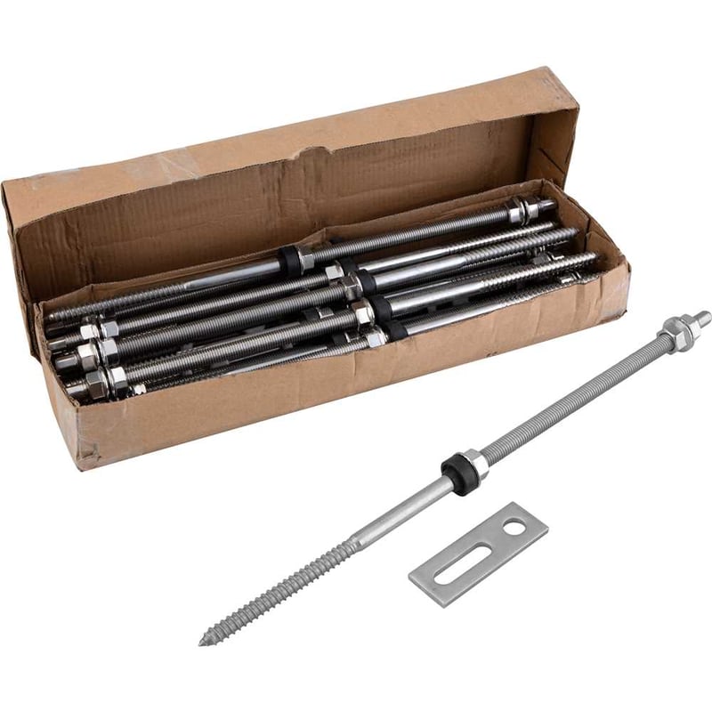 Conjunto haste M12 x 400 mm com suporte reto para painel solar, para madeira