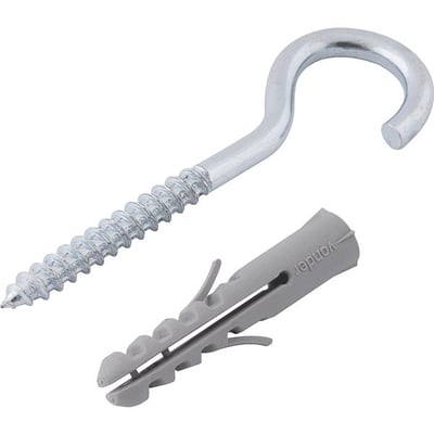 Gancho 4,8 mm x 70 mm, com bucha de nylon 10 mm, G-10