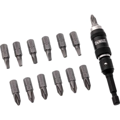 Adaptador angular para parafusadeira e bits (7 phillips nº 2 e 6 quadrado nº 2), com 14 peças, DWPVTC14