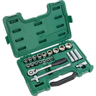 Jogo de soquetes sextavados, encaixe de 1/2", com 23 peças, ST09005SJ