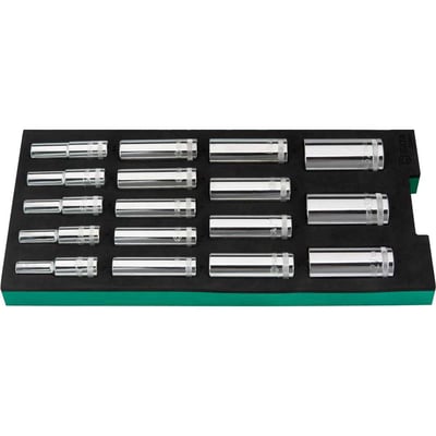 Jogo de soquete longo sextavado 1/2" com 17 peças, 10 mm a 32 mm, berço em EVA, ST09005G