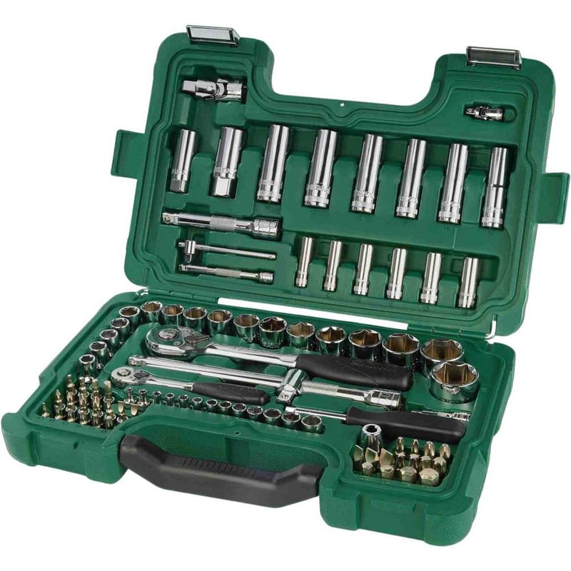 Jogo de soquetes sextavados, encaixe 1/4" e 1/2", com 88 peças, ST09013SJ