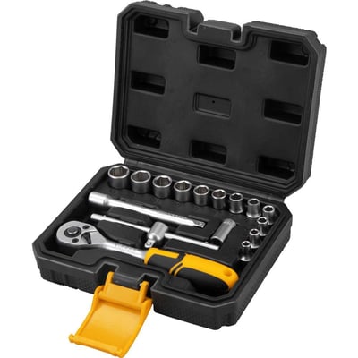 Jogo de soquetes sextavados com encaixe de 1/4", 4 mm a 13 mm, com catraca, 16 peças
