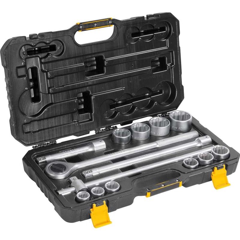 Jogo de soquetes estriados, encaixe 3/4", 22 mm a 50 mm, com 14 peças
