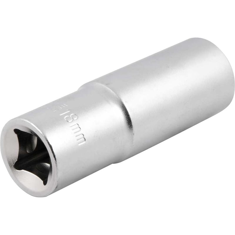 Soquete estriado longo, com encaixe de 1/2", 18 mm