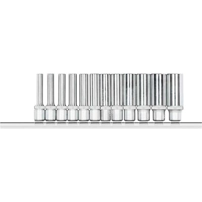 Jogo de soquetes sextavados longos e acessórios, com encaixe de 1/4", 4,0 mm a 13,0 mm, com 12 peças, R41008012