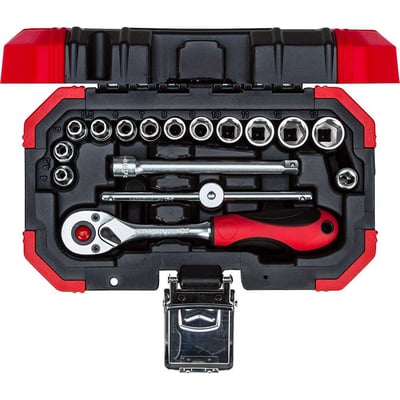 Jogo de soquetes sextavados e acessórios, encaixe de 1/4", 4,0 mm a 13,0 mm, com 16 peças, R49003016