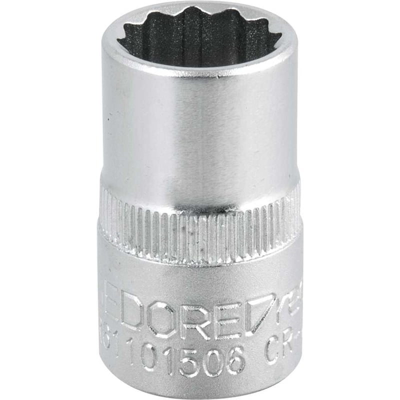 Soquete estriado com encaixe de 1/2", 15 mm