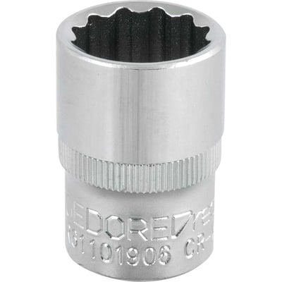 Soquete estriado com encaixe de 1/2", 19 mm
