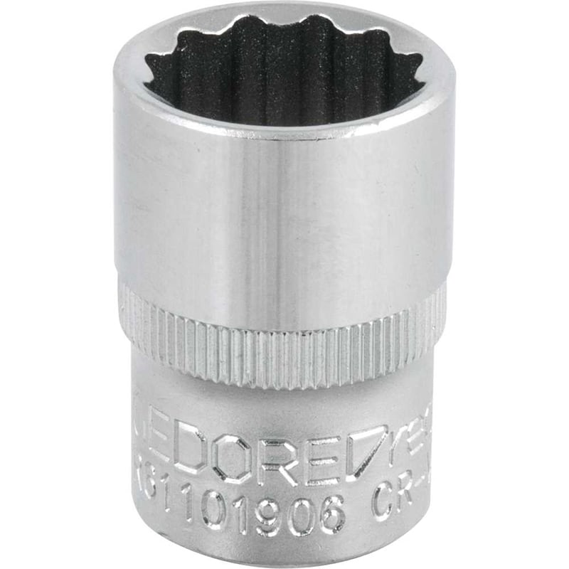 Soquete estriado com encaixe de 1/2", 19 mm