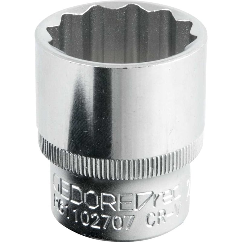 Soquete estriado com encaixe de 1/2", 27 mm