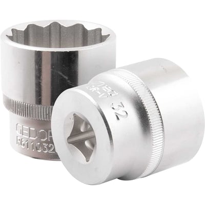 Soquete estriado com encaixe de 1/2", 32 mm