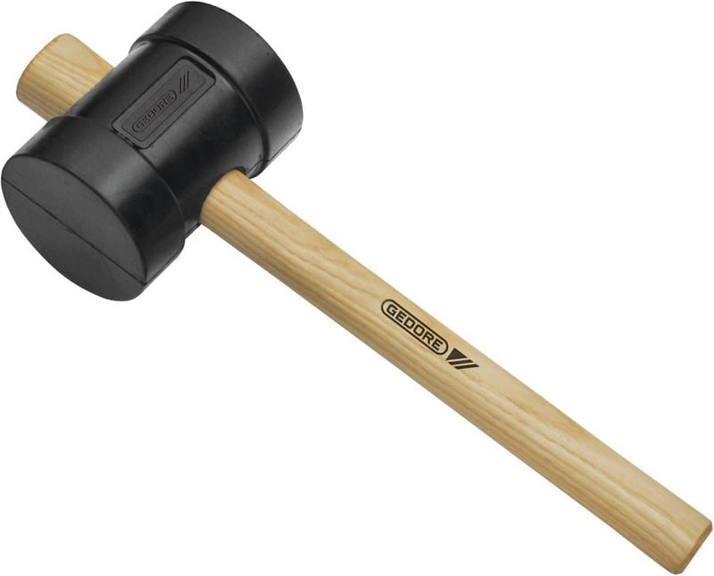 Martelo de borracha 63 mm, cabo em madeira, preto