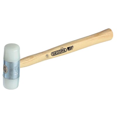 Martelo com borda de nylon, 32 mm, com cabo de madeira, 225 E-32