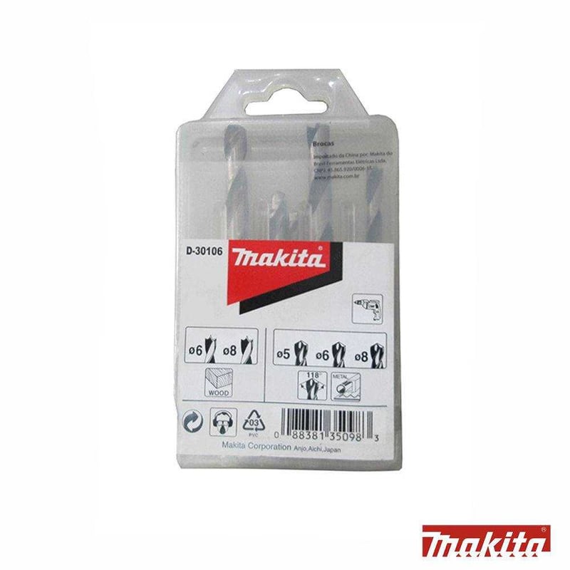 Jogo de brocas combinadas metal e madeira, 5 Peças, D30106