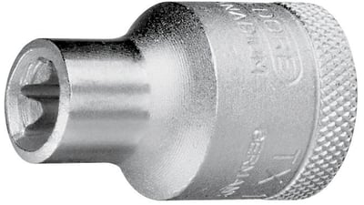 Soquete hexalobular fêmea, com encaixe 1/2", TX 19 - E14