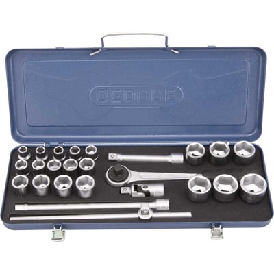 Jogo de soquetes sextavados encaixe 1/2", 10 mm a 32 mm, com 26 peças, 19KMU