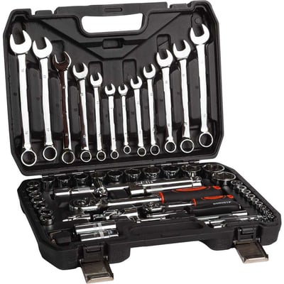 Jogo de soquetes sextavados e bits com encaixe de 1/4" e 1/2" com 61 peças, 4 mm a 32 mm, 3370228