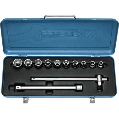 Jogo de soquetes estriados unit drive e acessórios, encaixe de 1/2", 12 peças, 10 mm a 22 mm, D19NM