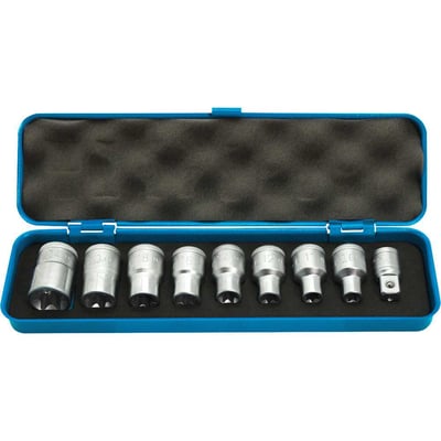 Jogo de soquetes hexalobular, encaixe de 1/2", 9 peças, 015644