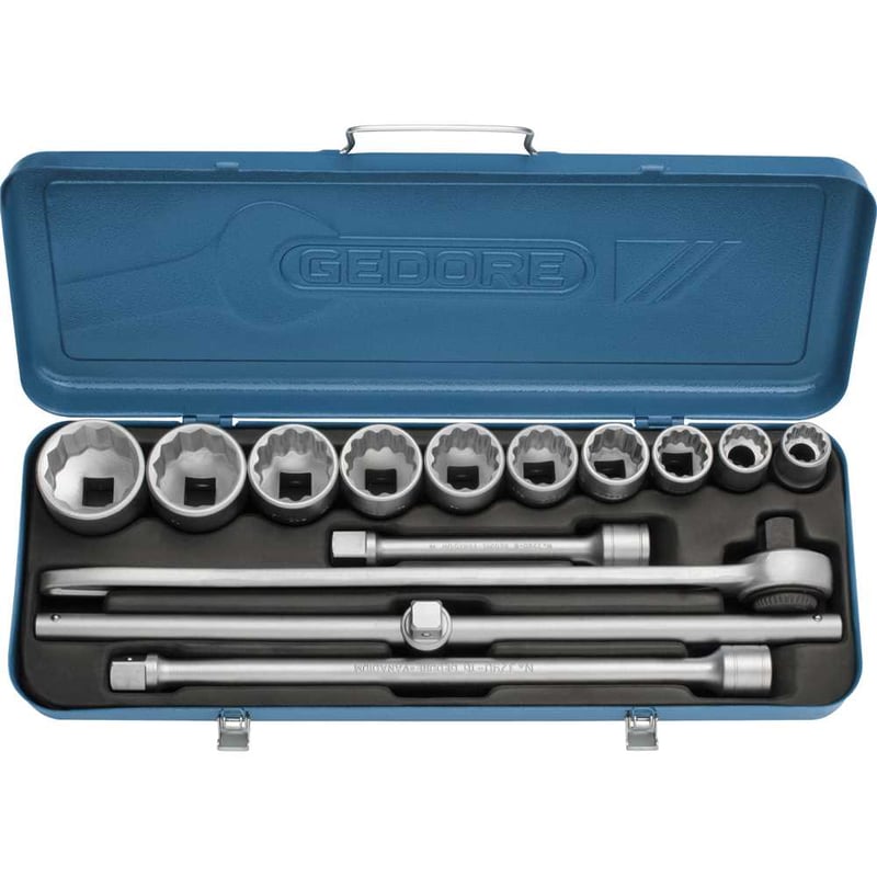 Jogo de soquetes estriados unit drive e acessórios, encaixe de 3/4", 14 peças, 7/8" a 2", D32EPU