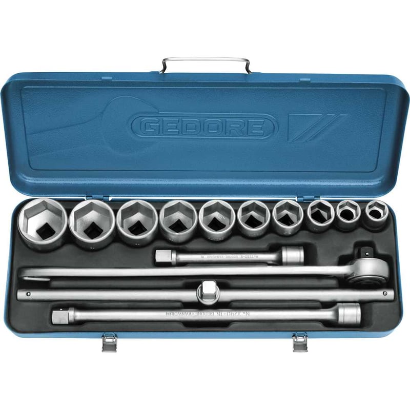 Jogo de soquetes sextavados e acessórios, encaixe de 3/4", 14 peças, 22 mm a 50 mm, 32EMZ