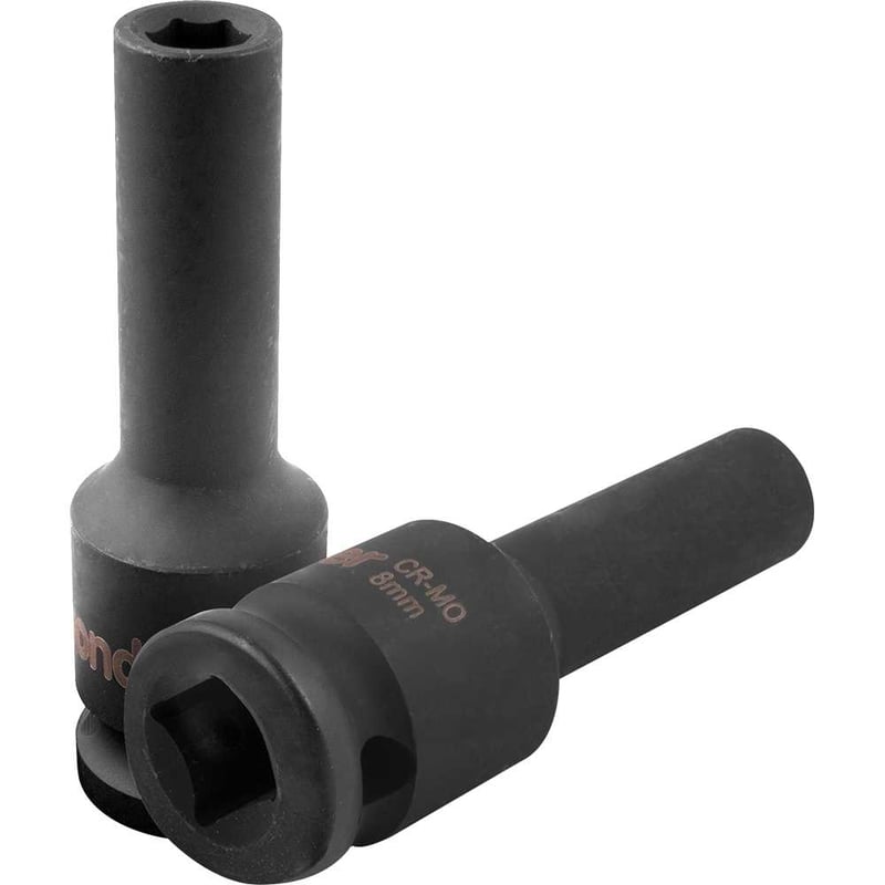 Soquete sextavado longo de impacto, 8 mm, encaixe de 1/2"