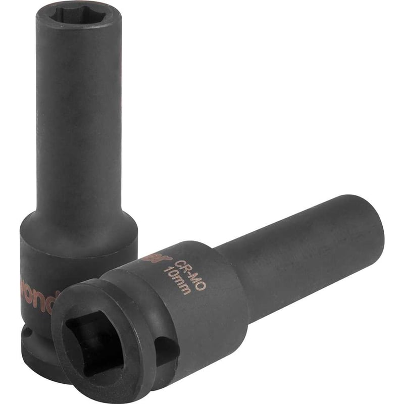 Soquete sextavado longo de impacto, 10 mm, encaixe de 1/2"