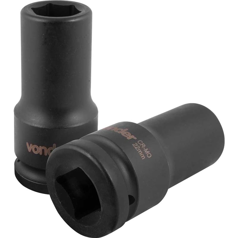 Soquete sextavado longo de impacto, 22 mm, encaixe de 3/4"
