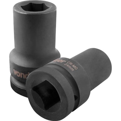 Soquete sextavado longo de impacto, 24 mm, encaixe de 1"