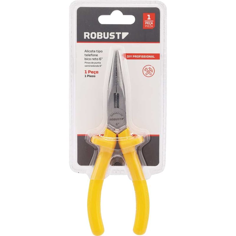 Alicate reto de bico meia cana, 6" (152,4 mm), tipo telefone