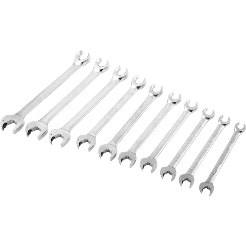 Jogo de chaves combinadas abertas com catraca, 10,0 mm a 19,0 mm, com 10 peças, R05905010