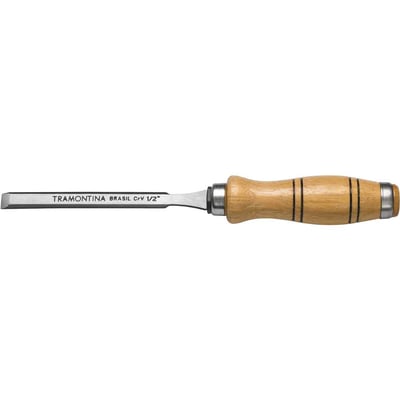 Formão chanfrado reto 1/2", com cabo em madeira, 43330103 TRAMONTINA