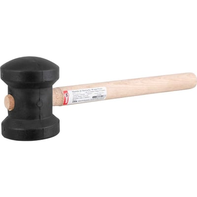 Martelo de borracha 80 mm, cabo em madeira, preto