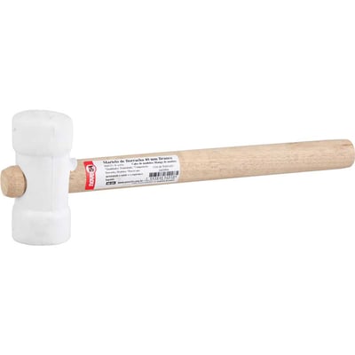 Martelo de borracha 40 mm, cabo em madeira, para azulejista, branco