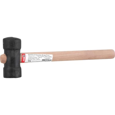 Martelo de borracha 40 mm, cabo em madeira, preto