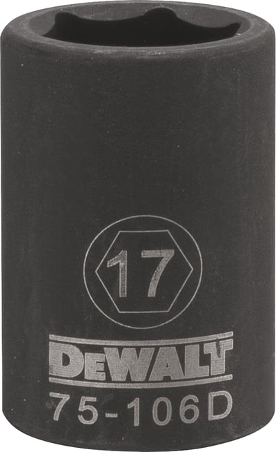 Soquete sextavado de impacto, curto, encaixe 1/2", 17 mm, DWMT75106OSP