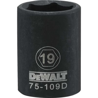 Soquete sextavado de impacto, curto, encaixe 1/2", 19 mm, DWMT75109OSP