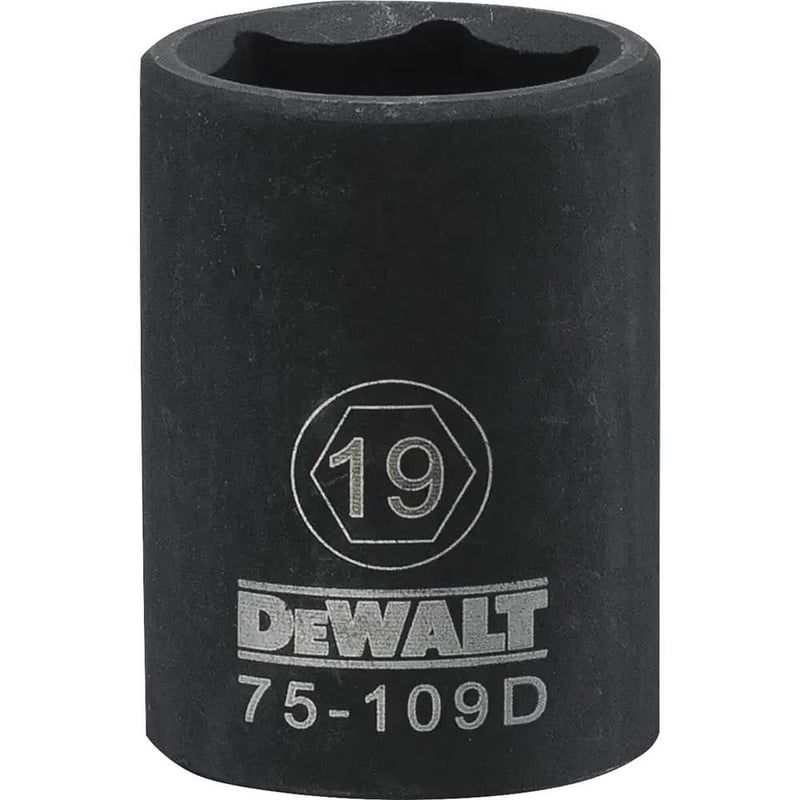 Soquete sextavado de impacto, curto, encaixe 1/2", 19 mm, DWMT75109OSP