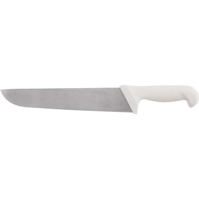 Faca para carne, 25 cm, refile aéreo reta larga inox, cabo branco, BKW203-10