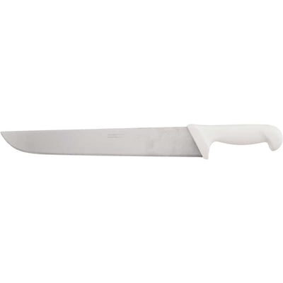 Faca para carne, 30 cm, refile aéreo reta larga inox, cabo branco, BKW203-12