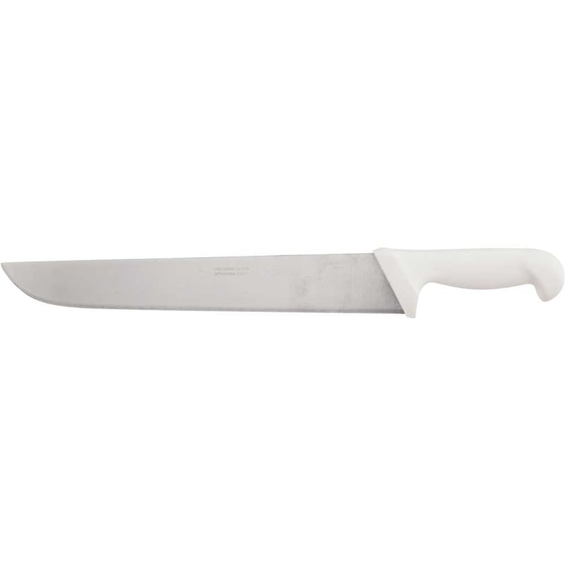Faca para carne, 30 cm, refile aéreo reta larga inox, cabo branco, BKW203-12